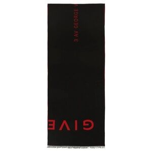 Givenchy Black Red Wool Unisex Winter Warm Wrap Scarf Shawl